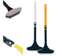 2 in 1 Window Screen Cleaning Brush, Window Screen Cleaner Tool with Squeegee, Multi-Purpose Mesh Screens Cleaner, for Patio, Door, Porch Screens, Wet Dry Dual-Use (Yellow+White)
