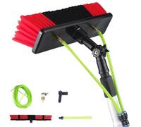 2 in 1 Window Scrubber & Squeegee Tool Kit with Extension Pole - Perfect for Indoor/Outdoor High Window Cleaning & Shower Glass - Effortless Streak-Free Shine
