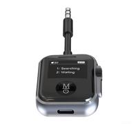 2-in-1 Wireless Audio Transmitter Receiver Dual Device LED Display | ABS Material, 15h for battery Life, Hands-free Calling, Auto-reconnect, 10m Range, Silver Gray