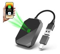 2 in 1 Wireless Carplay Adapter for iPhone Apple & Android Auto Wireless Adapter, [0 Delay & Stable Transmission] 5.8GHz Dual-Core Smart Chip Plug & Play Phone for iOS 10+/Android 11+ 2025 Black