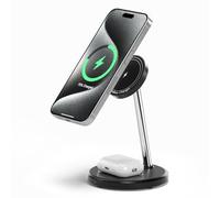 2 in 1 Wireless Charging Station Inductive Charging Station Magnetic Wireless Charger compatible with iPhone 12/13/14/15/16, 15W Wireless Charger Stand compatible with AirPods 4/3/2/Pro (No Adapter)