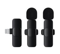 2-in-1 Wireless Lavalier Lapel Microphone Dual for Video Recording Facebook Live Stream Youtubers Vloggers Interview Clip-on Plug Play Auto-sync Noise Cancelling Light-weight Portable Condenser