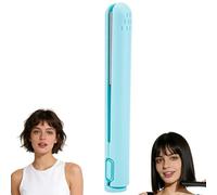 2 in 1 Wireless Mini Curl Pro, USB Portable Curling Tongs, Mini Hair Straighteners & Curling Iron, for Short Hair All Hair Types, for Home and Travel (Light Blue)