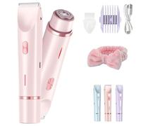 2 in 1 Women Electric Bikini Shaver, Dual Head Electric Razor for Lady, Painless Hair Removal, Private Area Body Shaver, Ipx7 Waterproof, Wet and Dry Use for The Face, Body (Pink)