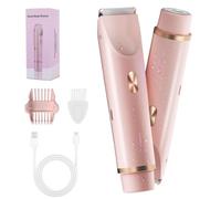 2-in-1 Women’s Bikini Trimmer, Dual Head Rechargeable Electric Shaver, Waterproof Hair Remover for Body & Face, Blue(Pink)
