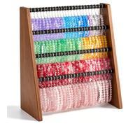 2-IN-1 Wooden 4 Tier Bracelet Holder Stand & Earring Holder Organizer | 100-Hook Bracelet Display Organizer for Home, Vendors, Stores & 80-Slot Earring Organizer Stand for Stud Hoop Earrings, Brown