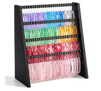 2-IN-1 Wooden 4 Tier Bracelet Holder Stand & Earring Holder Organizer | 100-Hook Bracelet Display Organizer for Home, Vendors, Stores & 80-Slot Earring Organizer Stand for Stud Hoop Earrings, Black