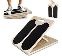2-in-1 Wooden Balance Board & Slant Board, 5 Position Adjustable, Calf Stretch & Core Strength Training Wobble Board, Non-Slip Balance Board for Home, Gym, Outdoor Use