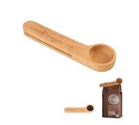 2 in 1 Wooden Coffee Scoop and Bag Clip - Solid Beech Wood Measuring Scoop (1 Tablespoon) for Ground Coffee, Coffee Beans, Tea, and Spices - Keep Your Coffee Fresh with The Urban Element