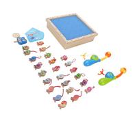 2 in 1 Wooden Fishing Toy Motor Skill Development Learning Game for Children, Beech Wood Memory Match Set