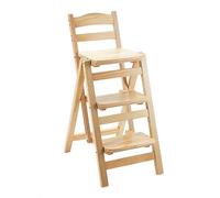 2 in 1 Wooden Folding Library Ladder Chair, Convertible Step Stool and Bar Stool, Lightweight Portable 3-Step Stepladder for Kitchen Counter, Home Library, Display Stand