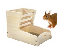 2-in-1 Wooden Hay Feeder for Small Pets, Pine Wood Hay Holder with Double-Zone Compartment, Chew-Resistant Grass Feeding Rack for Rabbits Guinea Pigs Chinchillas, Cage & Indoor Use