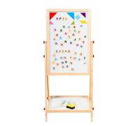 2 in 1 Wooden Kids Easel - Adjustable Double-Sided Magnetic Whiteboard & Chalkboard | Revolving Easel Board with Magnetic Letters, Chalk & Accessories | Creative Fun & Learning for Kids, 100cm Height