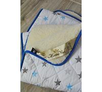 2 in 1 ! WOOLAMRKED MERINO WOOL Baby Blanket, Wool Duvet Natural, COT Bed Blanket Baby Duvet Toddler (75 x 100 cm, Blue)