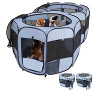 2-in-1 XLarge Cat Playpen, Detachable into 2 Separate Playpens with Additional 2 Doors, Portable Dog Playpen Cat Tent Enclosure for Kitten and Puppy Indoor Outdoor Use(L, 90"x45"x28"H)