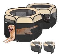 2-in-1 XLarge Pop Up Dog Cat Playpen, Detachable into 2 Separate Pens, Assembly-Free Portable Puppy House Collapsible Crates Pet Pen Tent Kennel Kitten Enclosure Cage Indoor Outdoor Foldable(L)