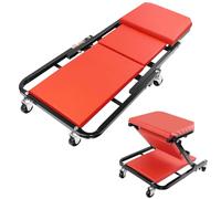 2-in-1Folding Car Creeper with 6 Smooth-Running 360° Swivel Wheels, 36 inch Heavy Duty Mechanics Creeper, Convertible Stool Crawler Board, Folding Car Creepers for Vehicle Repair Workshop Garage, Red