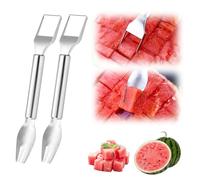 2 in 1Watermelon Fruit Cutter, Kitchen Gadgets 2025 New Stainless Steel Fruit Slicer Useful Gadgets, Multifunctional Melon Mango Watermelon Cutter for Kitchen, Summer Family Party Forks (2PCS)
