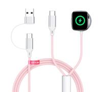 2-in-2 Charger Cable Compatible with Apple Watch Ultra 3 2 & USB-C Devices - imodomio USB-C Charging Cable for iPad 11-inch, AirPods, iPhone 17 16 15 Series (Pink)
