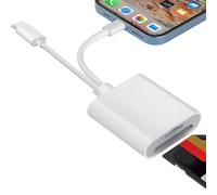 2-in-2 Lightning/USB-C SD/TF Memory Card Reader,USB C SD Card Reader with Dual Slots for iPhone16/15/14/13/12/11,iPad,MacBook,Android, Cameras & More (2-IN-2 Camera Card Viewer Reader white)