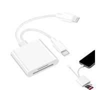2-in-2 Memory Card Reader, USB C SD Card Reader with Dual Slots, 2-in-2 Camera Card Viewer Reader for iPhone16/15/14/13/12/11,iPad,MacBook,Android,Cameras & More (White)
