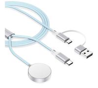 2 in 2 USB C Cable for Apple Watch Charger - imodomio Portable Travel Essentials multi iwatch charger for Apple Watch & Airpods & iPhone 16/15 & Samsung Galaxy (Blue)