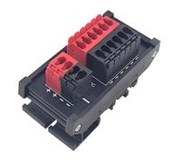 2 in 6 Out Power Distribution Block, 300V DC 10A DIN Rail Terminal Strip, Tool-Free Wire Connection 24-16AWG for Solar, Automotive, Boat, Industrial & DIY Electrical Box