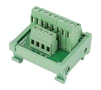 2 in 8 Out Din Rail and Panel Mounting Power Distribution Module Breakout Board Terminal Block Connector with Simple Din Rail Mounting Feet 2.2 X 1.93 X 1.81inch
