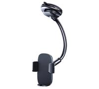 2-in- Car Mount with Suction Cup for Centre Console Windscreen Clamping Arm 360 Rotating Bracket Aluminum Goose Neck One-Hand Operation Soft Silicone Pads Secure Stable Installation Safe Driving Navig