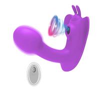 2 in1 Butterfly Sex Toy for Women, 10 Frequency Clitoris Stimulator Sucking G-Spot Vibrator, Remote Control Clit Sucker Dildo Sex Toy for Adults (Purple)