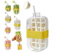 2 in1 Creative Ice Maker With Portable Kettle,2025 New Vertical Ice Cube Tray With Lid & Straw for Whiskey,Cocktail,Tea,Coffee Freezer,Easy Press To Release Ice Cube Tray,Quick Filling (L White)