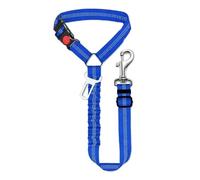 2 In1 Dog Seat Belt Restraint Adjustable With Elastic Buffer Headrest For Car Nylon Pet Safety Belts Harness Dogs(Dark Blue)