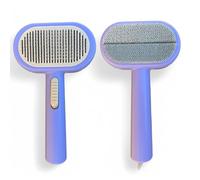 2-in1 Pet Grooming Brush & Lint Remover - Reusable Self-Cleaning Slicker Comb for Cat & Dog - Double-Sided Hair Removal Brushes Tool for Short/Long - Haired Deshedding & Fur Removers (Purple)