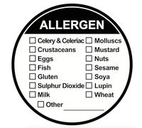 2 Inch 150PCS Black Allergen Warning Stickers Labels Food Rotation Labels Allergen Warning Label Adhesive Allergy Stickers