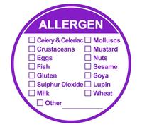 2 Inch 150PCS Purple Allergen Warning Stickers Labels Food Rotation Labels Removable Allergen Warning Label Adhesive Allergy Stickers