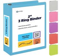 2 Inch 3 Ring Binder 2” Blue, Slant D-Ring 2 in Binder Clear View Cover with 2 Inside Pockets, Heavy Duty Colored School Supplies Office and Home Binders - by Enday
