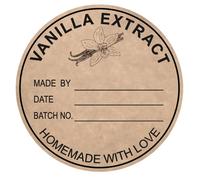2 inch 300 PCS Vanilla Extract Labels Round Gloss Craft Labels Homemade Vanilla Stickers for Handcrafted Vanilla Bottles, Kitchen Pantry, Jar