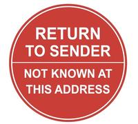 2 inch 300PCS Red Return to Sender Stickers Not Known at This Address Removable Stickers