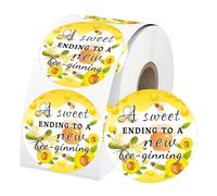 2 Inch A Sweet Ending to A New Bee-ginning Stickers Honey Thank You Labels - Wedding Baby Shower Party Favors Honey Theme Thank You for Celebrating with Us Stickers 250 Pcs