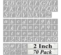 2 Inch Alphabet Letter Stencils for Painting - 70 Pack Letter and Number Stencil Templates with Signs for Painting on Wood, Reusable Cursive Letters Stencils for Chalkboard Wood Signs & Wall Art