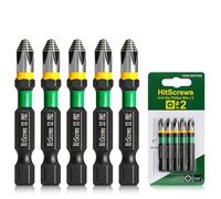 2-inch Anti-Slip Phillips Impact Bits #2,S2 Steel Screwdriver Bits,360° Laser-Etched Magnetic Driver Bit, CNC Precision, 1/4" Hex Shank - Furniture, Carpentry & Everyday Fastening | 5 Pack