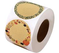 2 Inch Canning Jar Labels Sticker, 500 Pcs Kraft Paper Label with 2 Fruit Wreath Designs for Can Labels Mason Jar Lid, Organizing, Gift, Price Tags, Pantry, Bakery, Jam Bottle, Food Container