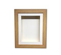 2 Inch Deep 3D Shadow Box Frame 12 x 10 Inch | 10 x 8 Visible Mount Aperture | Deep Box Picture Display Case for Medals, Keepsakes, Memorabilia, Casts with Perspex Front | White Mount - Oak Frame