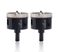 2 Inch Diamond Hole-Saw Bits with Pilot Drill Bit - 2pc 2" Diamond Tipped Tile Hole Saws with Guiding Bit Accurate Drilling for Porcelain Tile Ceramic Pottery Granite Stone Glass Bottles 50mm