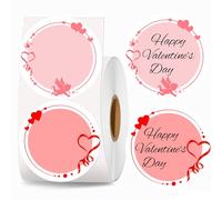 2 inch Direct Thermal Stickers Happy Valentine's Day Sticker Labels - Sweet Heart Design Valentine's Day Love Decorations for Thermal Label Holiday Party Shipping Sticker 500 Pcs Per Roll