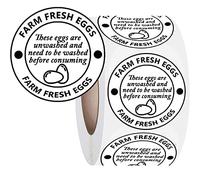 2 Inch Farm Fresh Eggs Carton Labels Farm Fresh Egg Unwashed Handling Labels Self Adhesive Packaging Stickers for Chicken,Quail,Egg Packaging Stickers,500 Pcs Per Pack