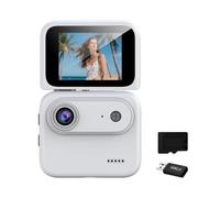 2-Inch Flip Up 4K Action Camera, White | High 4K UHD 143° Wide Angle Lens for Mountain Biking, Trail Running and Vlog