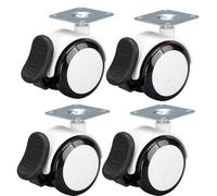 2-inch Furniture Casters, Set Of 4 Swivel Casters, With Brakes, For Sofas, Office Chairs, Utility Carts, And Hospital Beds(Black-bordered two-tone)