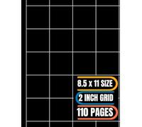 2 Inch Graph Paper Notebook: Extra Large Squares Grid Paper | 8.5x11 | 110 Pages | Black