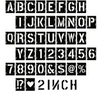 2 Inch Letter and Number Stencils 42Pcs Reusable Alphabet Templates Plastic Letter Stencil Kit Large Number&Letter Stencils for Painting Walls,Spray Paint,Wood,Sign,Rock,DIY Art Projects